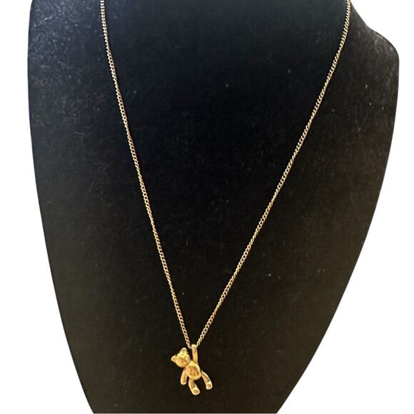 Gold over stainless steel  Bear Pendant Necklace - Picture 1 of 3